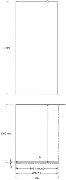 Душевая перегородка VETRO, 90х195, хром