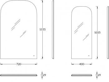 Зеркало VETRATA R 400х1035 мм, сенсор со сменой цвета подсветки и антизапотевание, белое